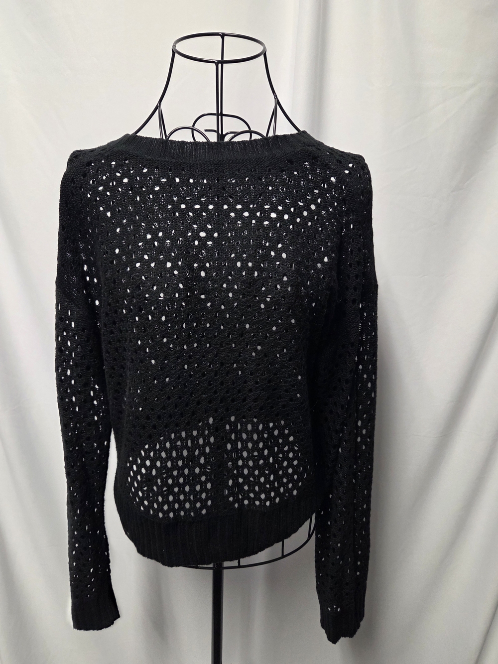 Black Open-Knit Women's Sweater